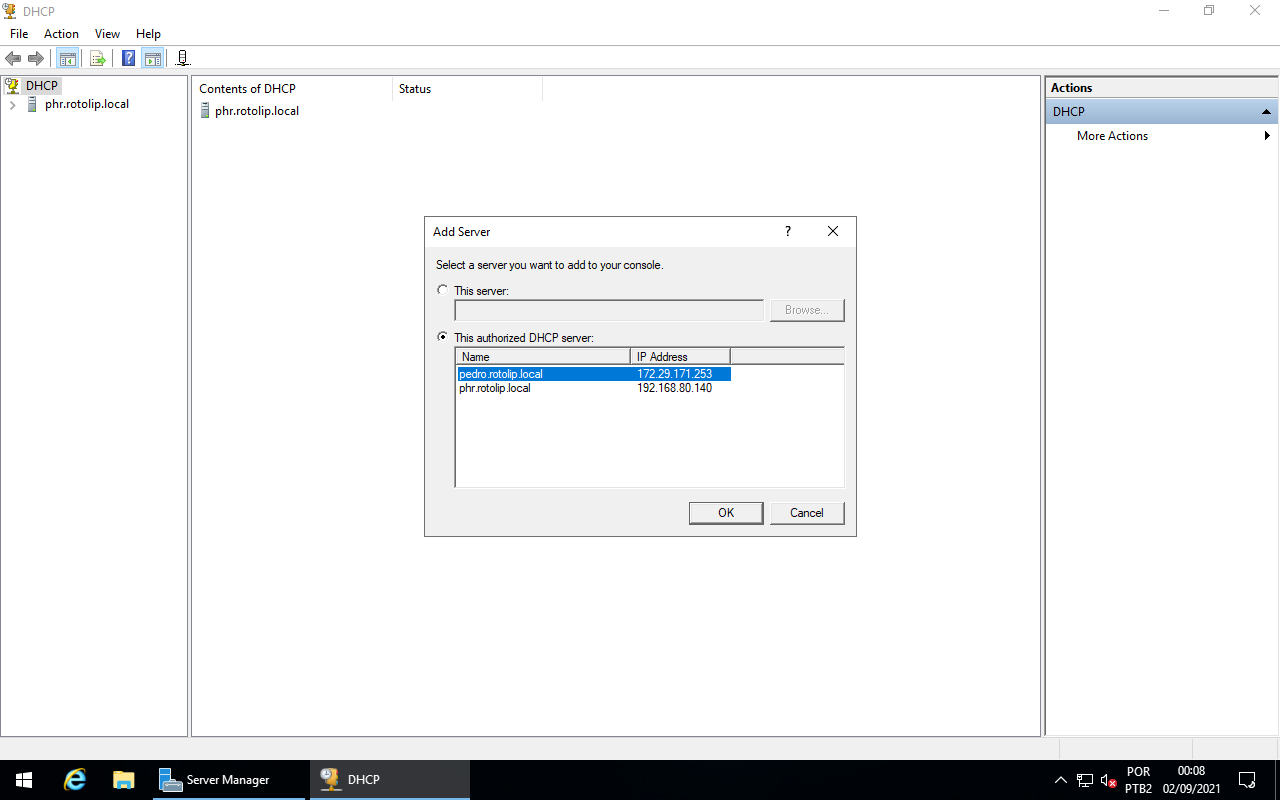 DHCP - Select Server