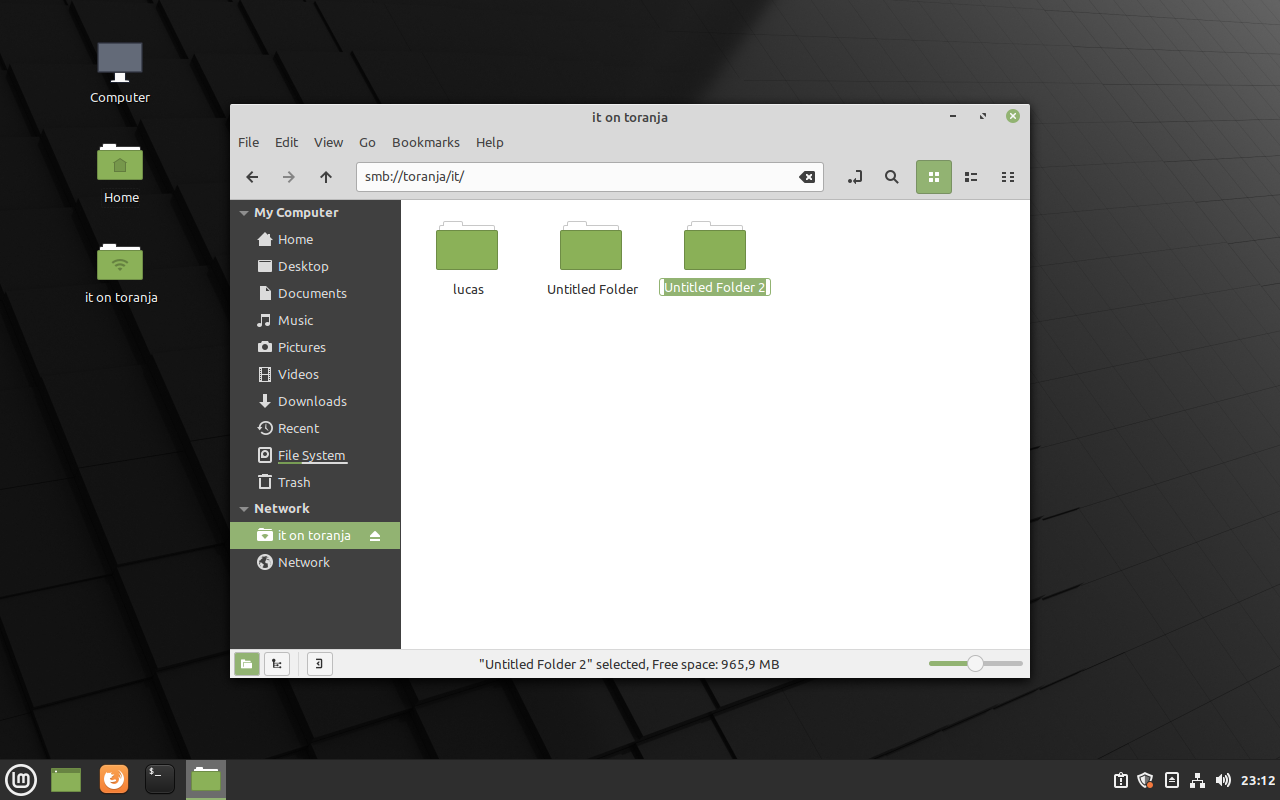 User aristides acessando partilha IT em cliente Linux