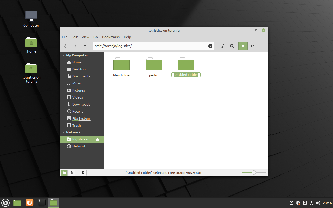 User pedro acessando partilha LOGISTICA em cliente Linux