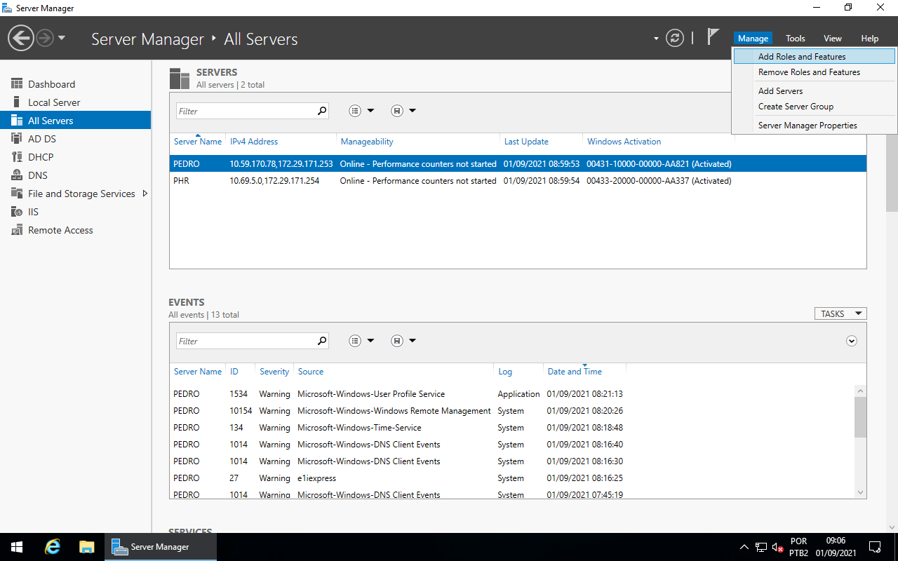 Add Roles and Features