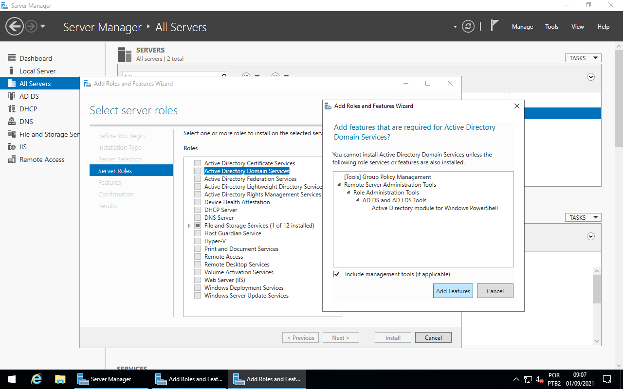 Add Roles and Features - Select Features