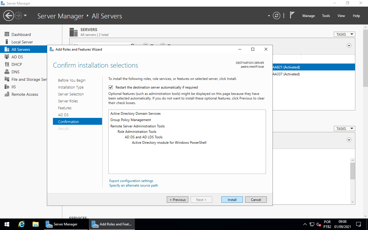 Add Roles and Features - Install