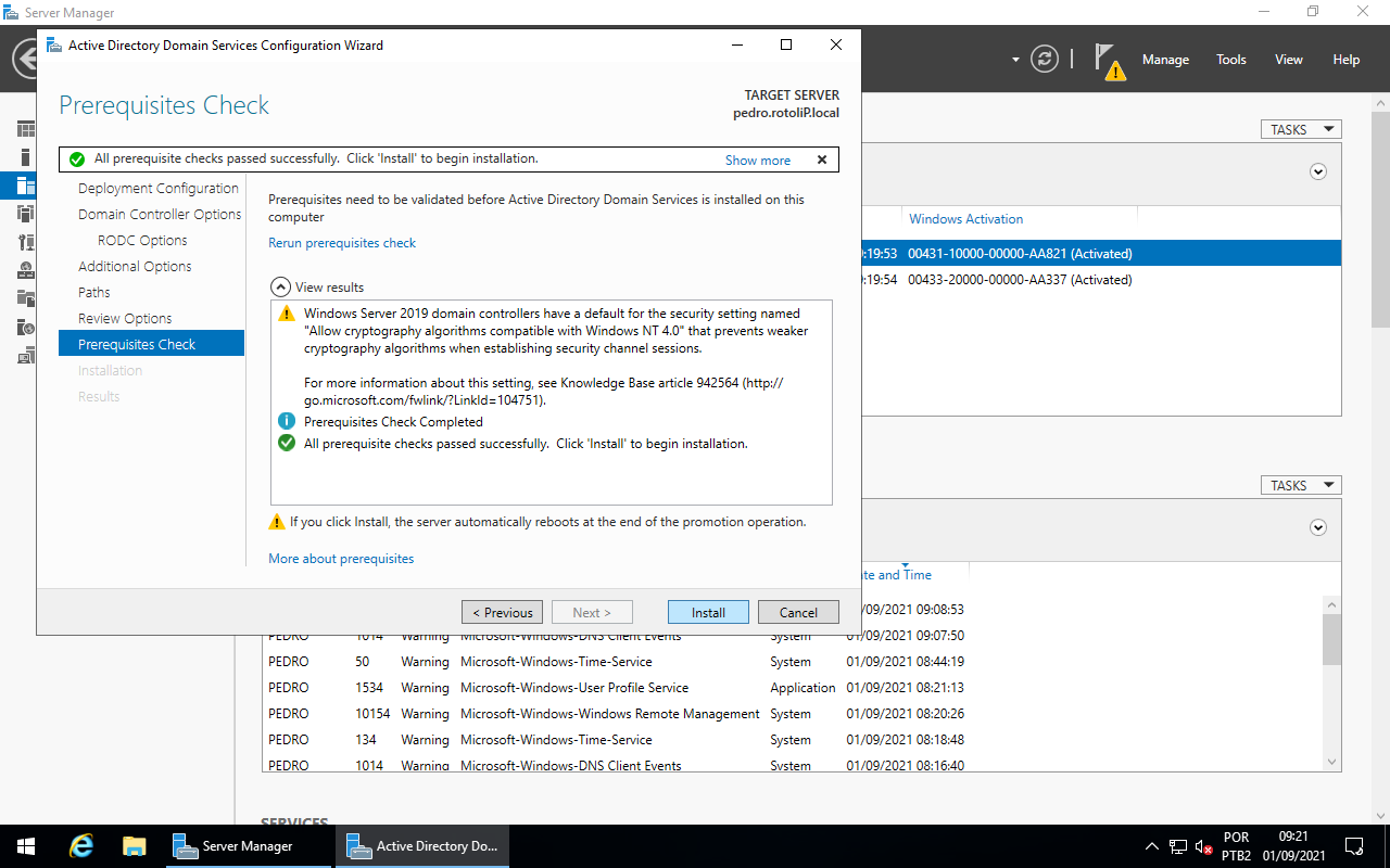 Prerequisites Check - Install