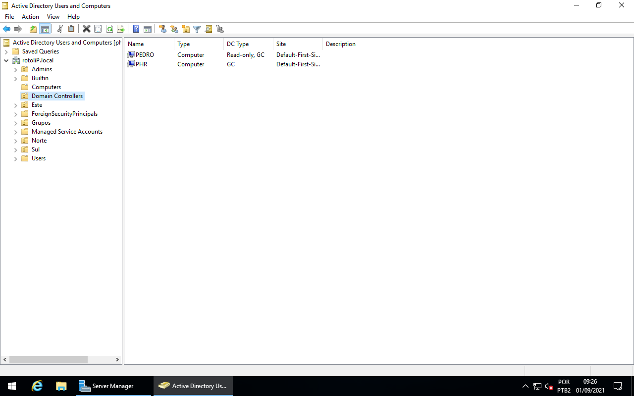 AD Users and Computers - Domain Controllers