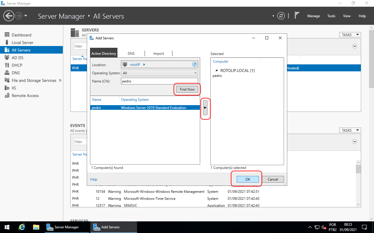 Add Servers - Locate and Select