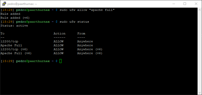 Allowing Apache through the firewall