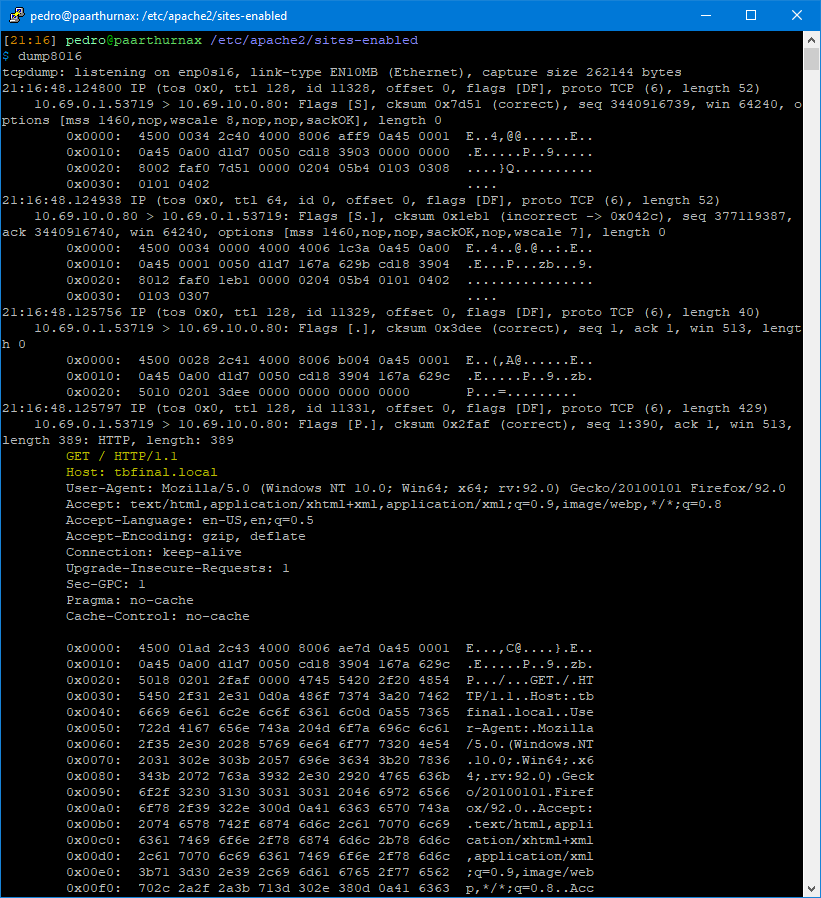 tcpdump Apache