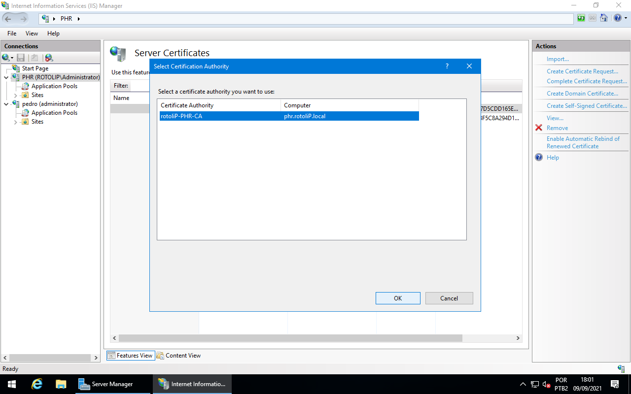 Select Certification Authority