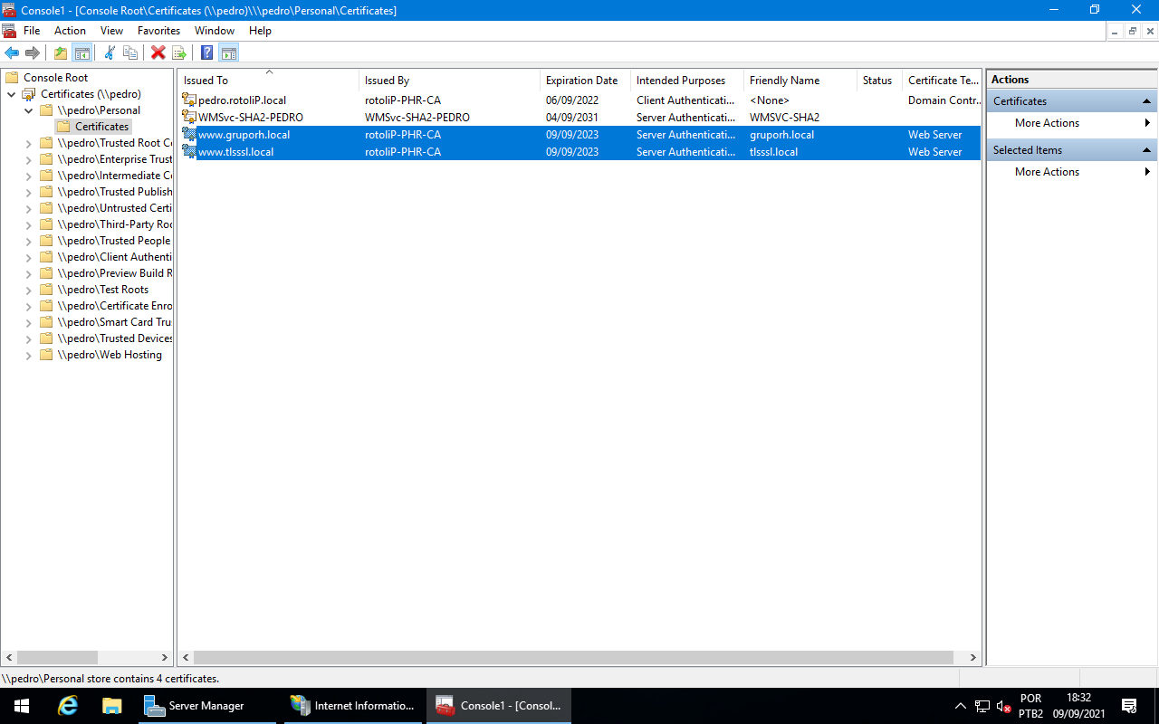 Imported Certificates