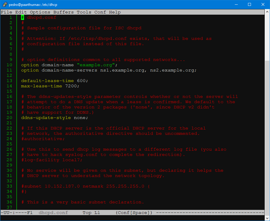 DHCP Server configuration file