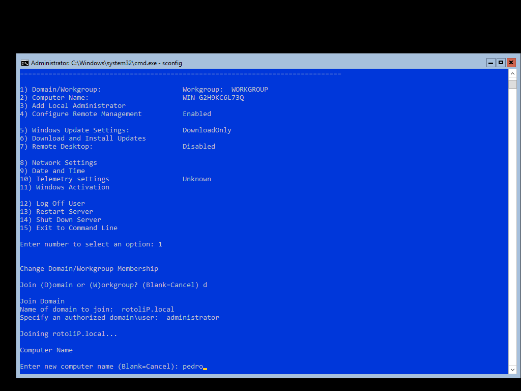 Enter new computer name
