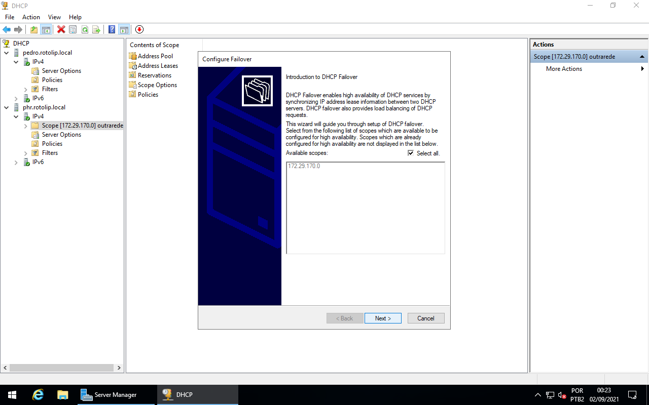 DHCP Failover - Select scopes