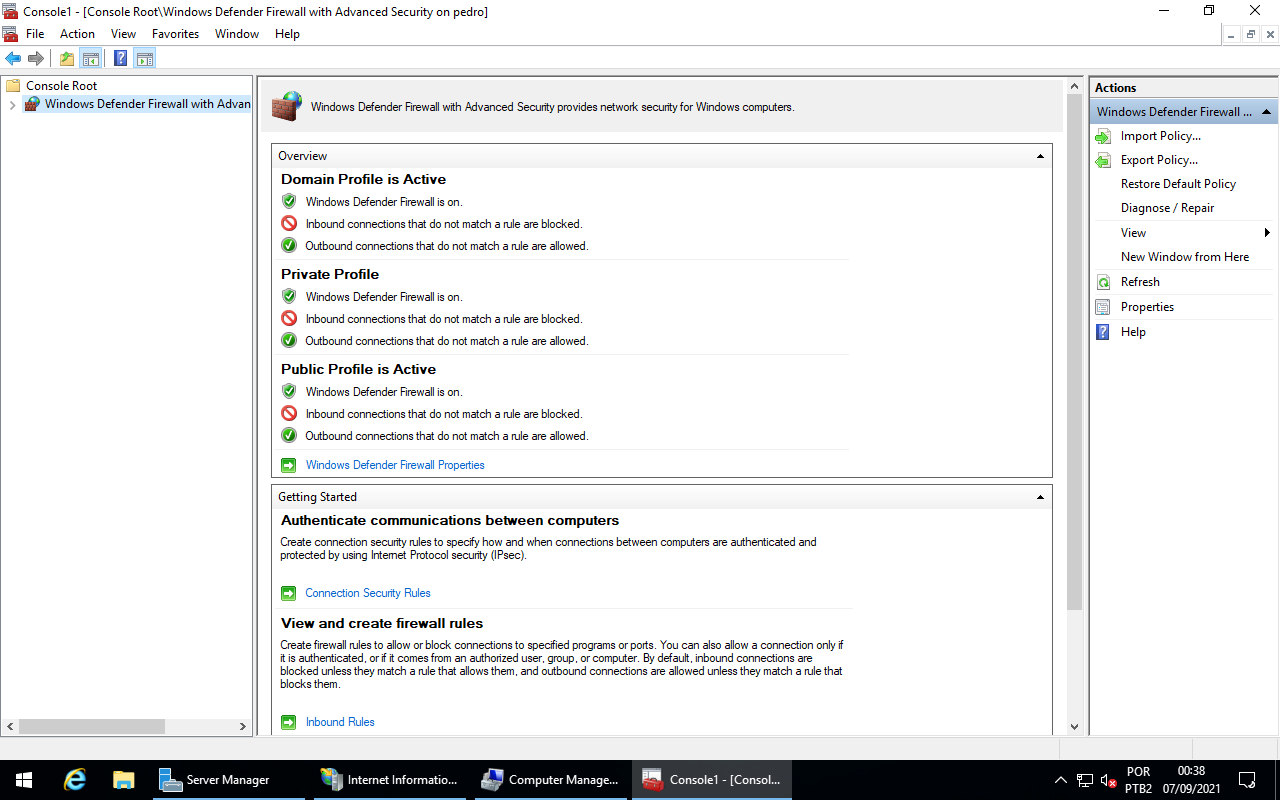 Windows Defender Firewall on Windows Core