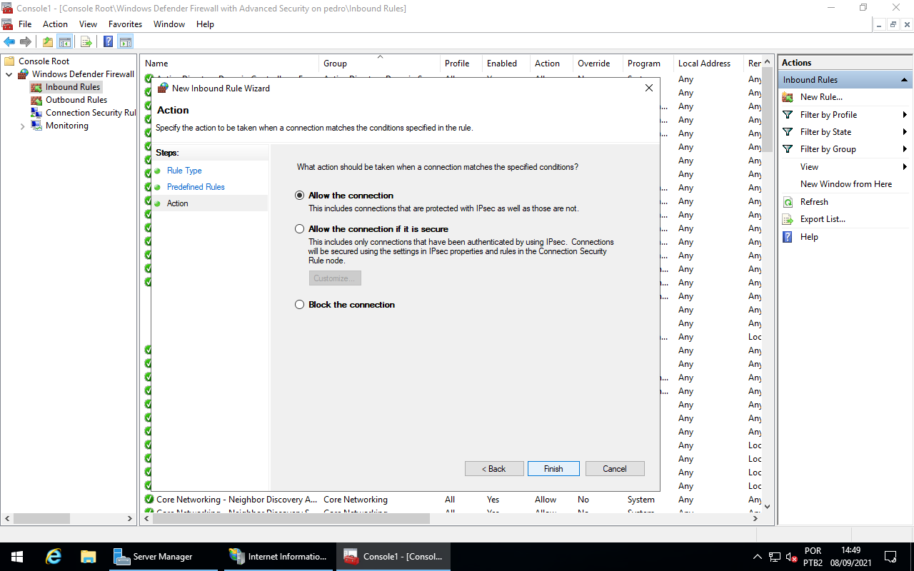 Firewall - Allow the connection