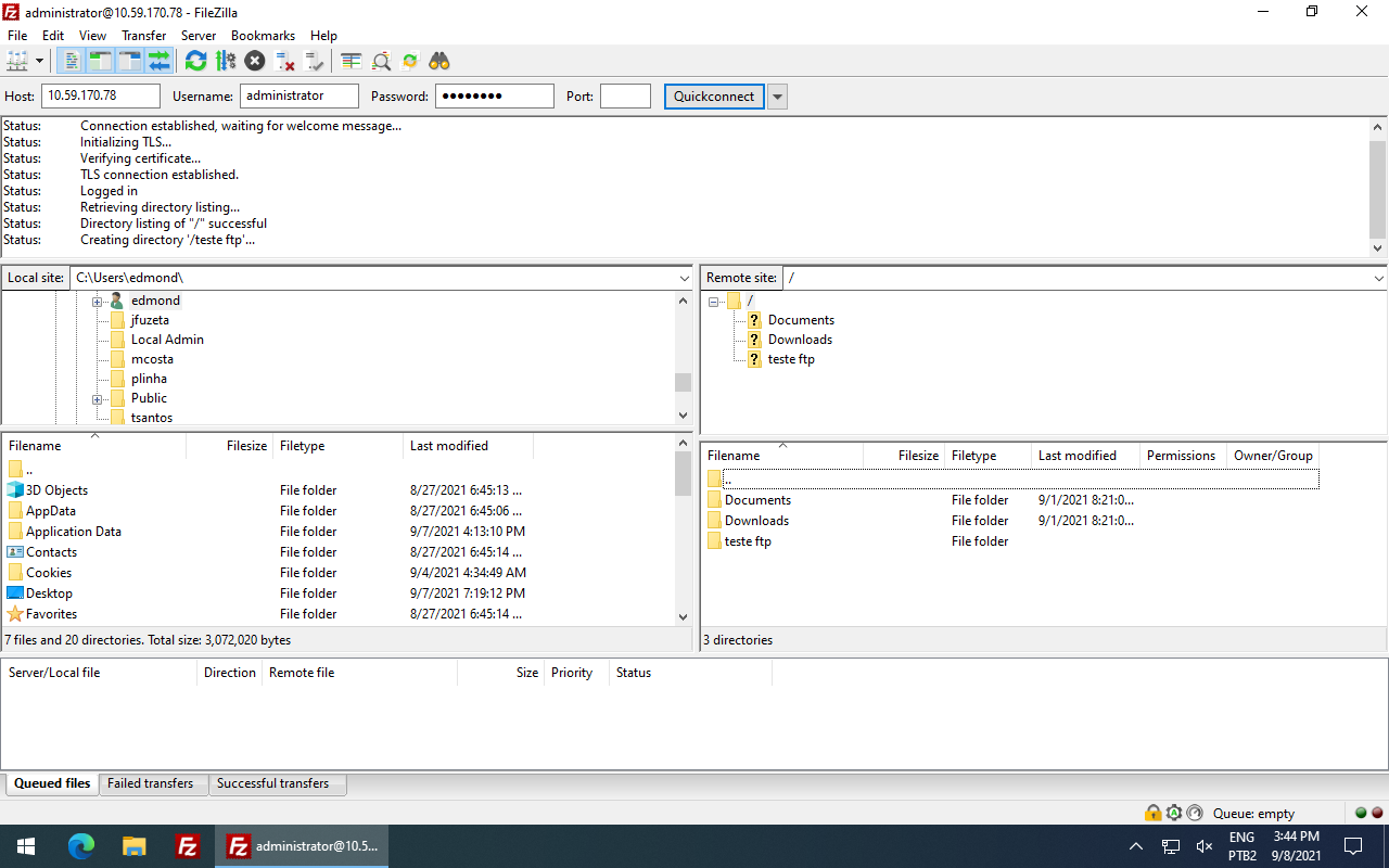 FTP Server - new folder created