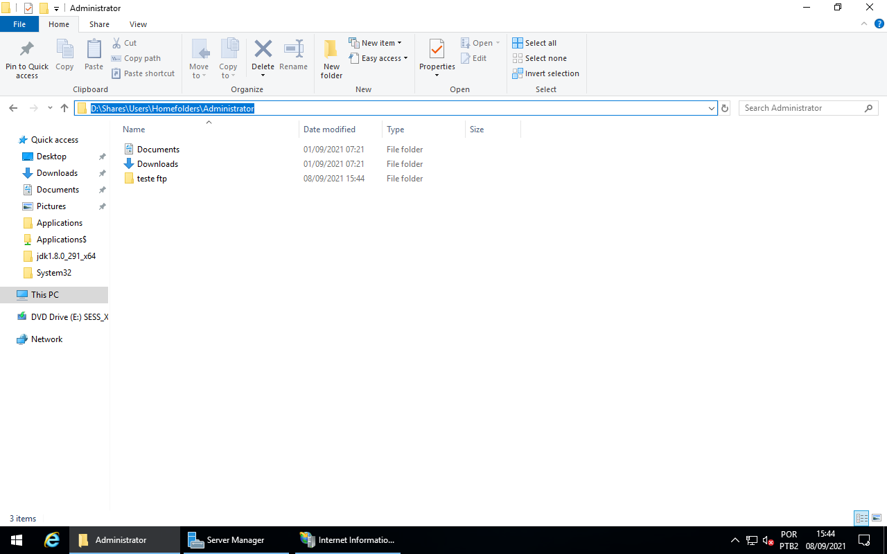 New folder on Windows Server