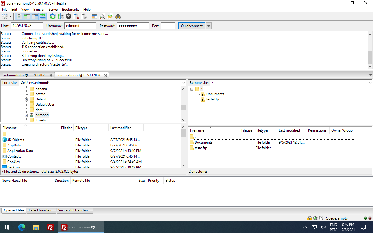 FTP Server - New folder for current user created