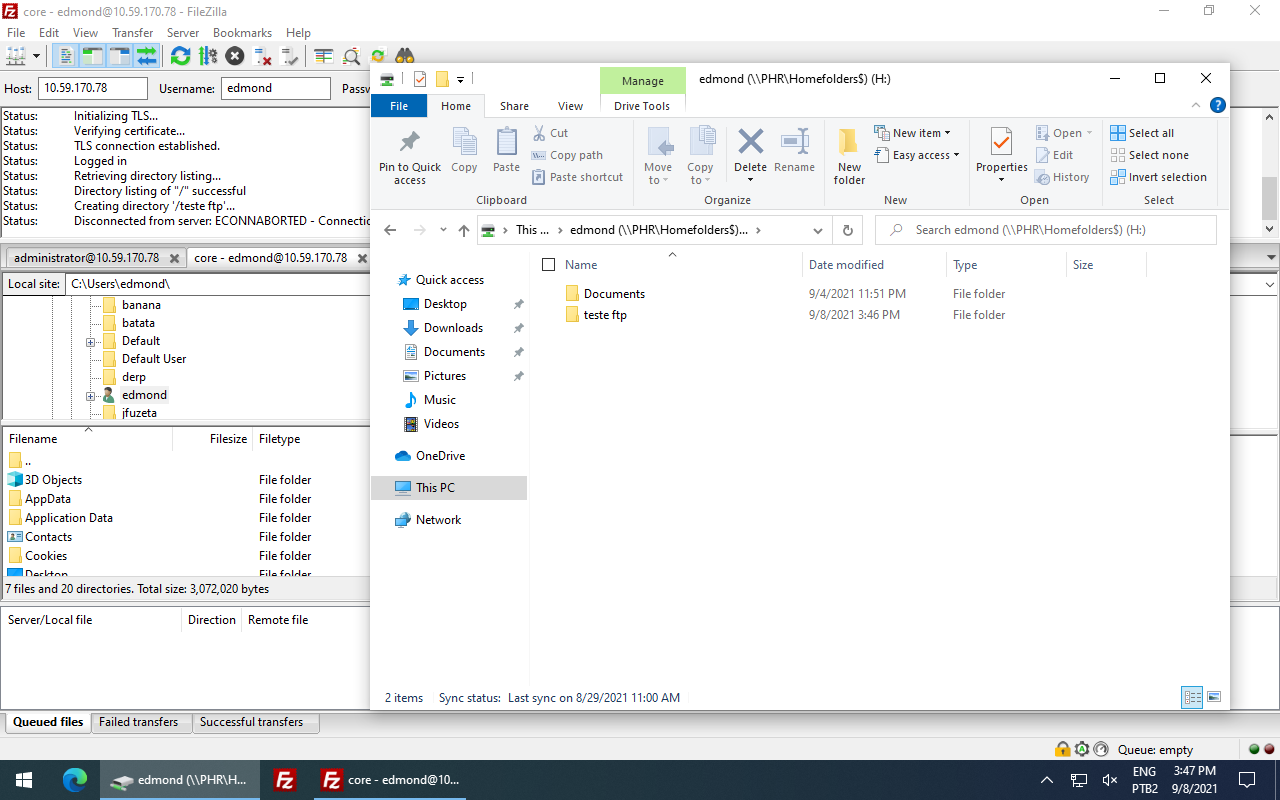 New folder on user home folder share