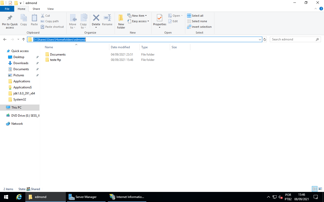 New folder on Windows Server