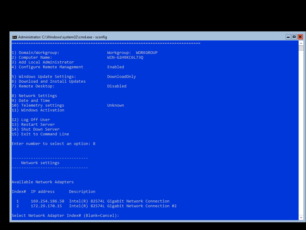 Sconfig - Network settings