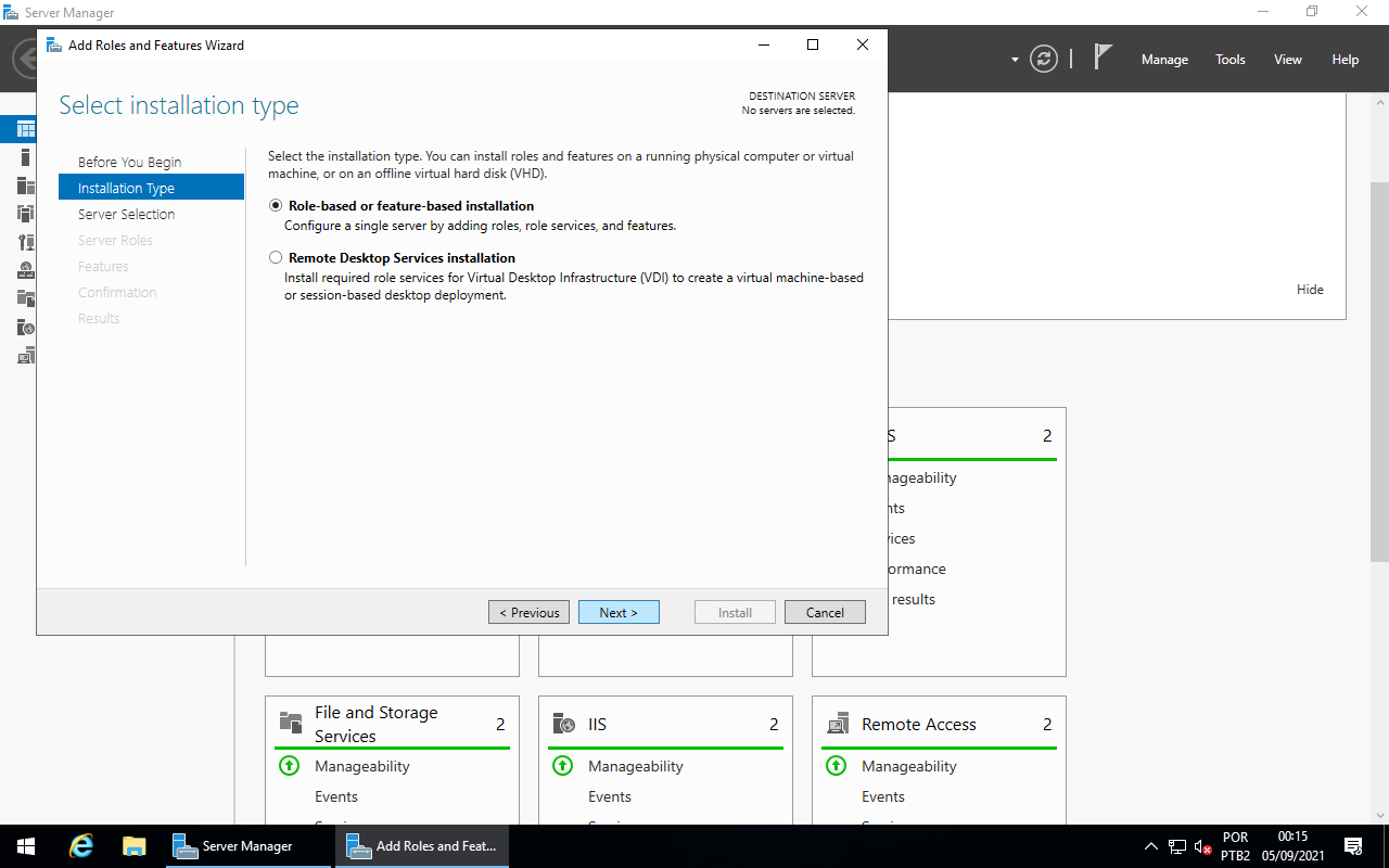 Add Roles and Features Wizard