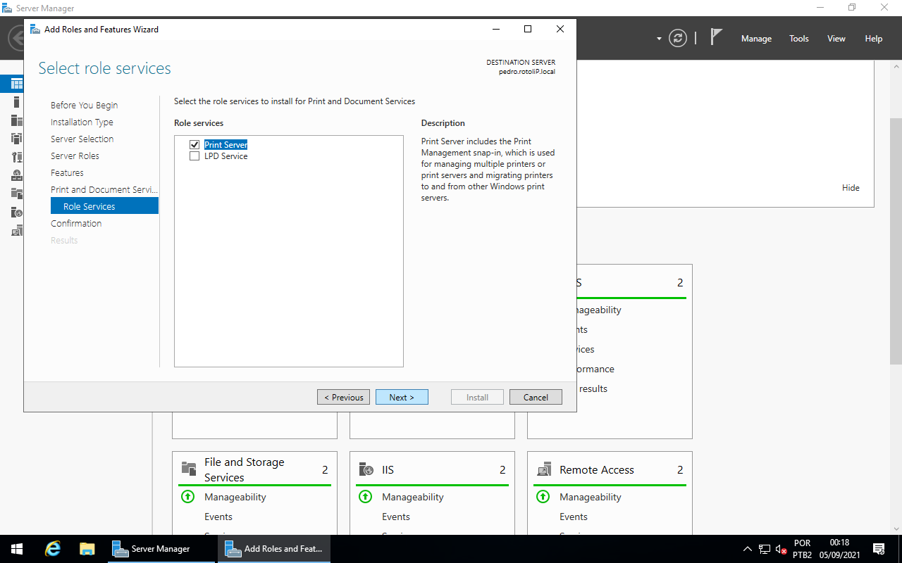 Select role services