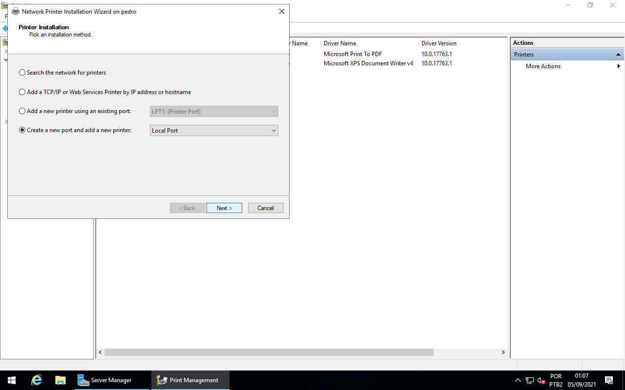 Printer Installation - Installation method