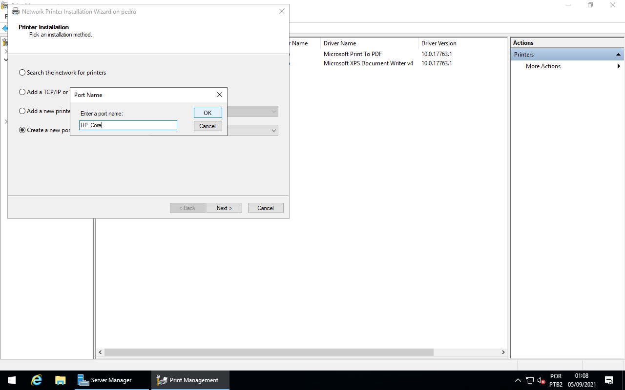 Printer Installation - Port name