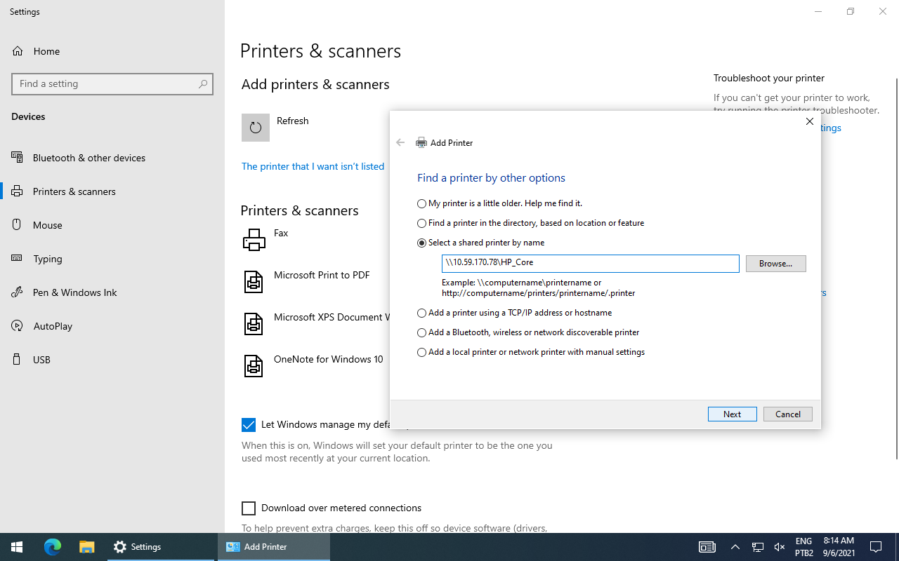 Client - Add Printer