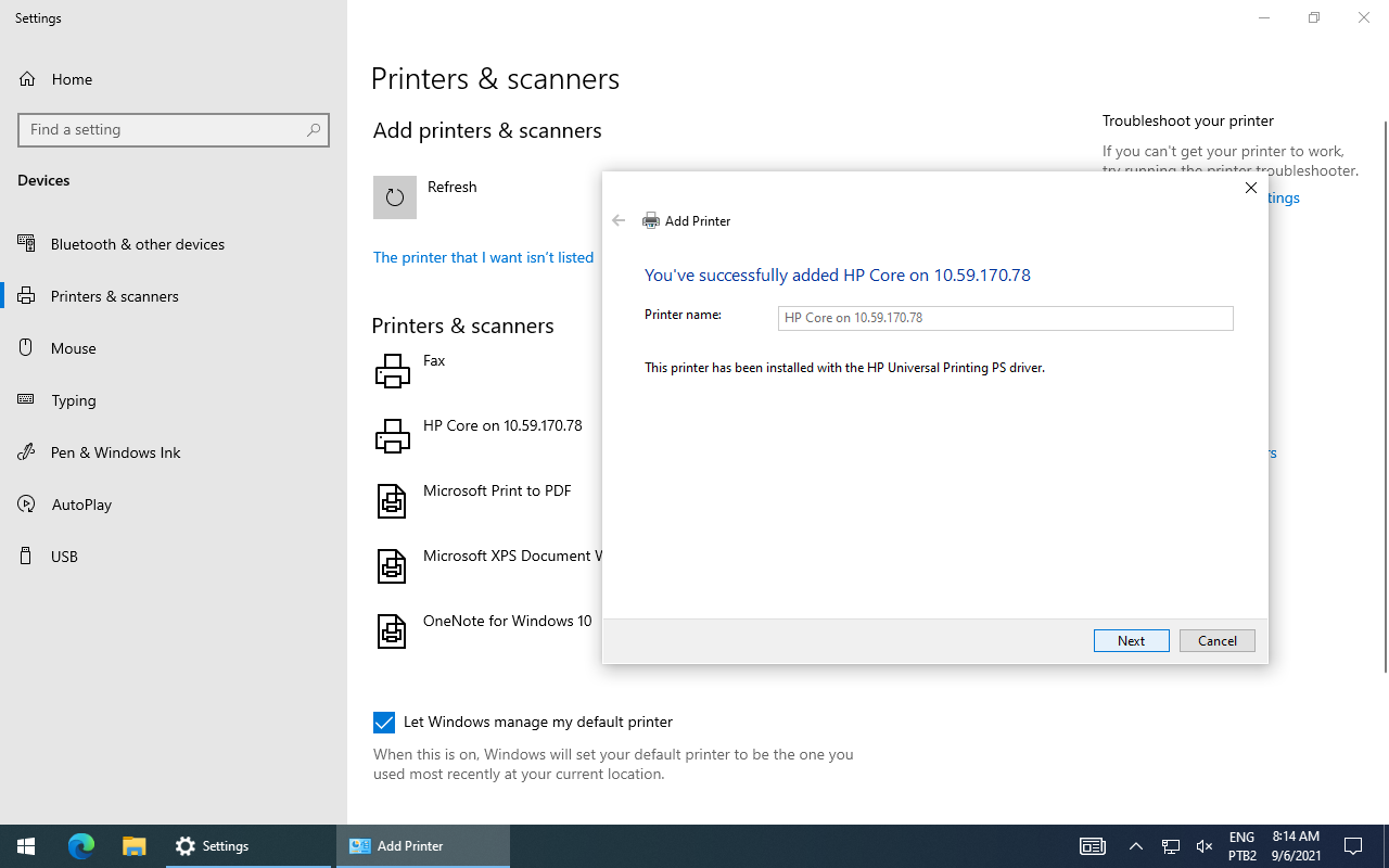 Client - Printer added