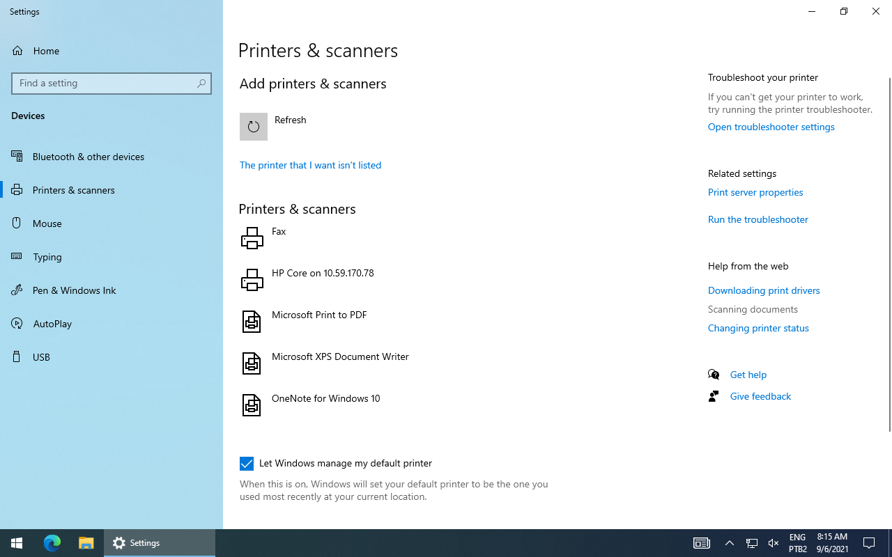 Client - Printer list