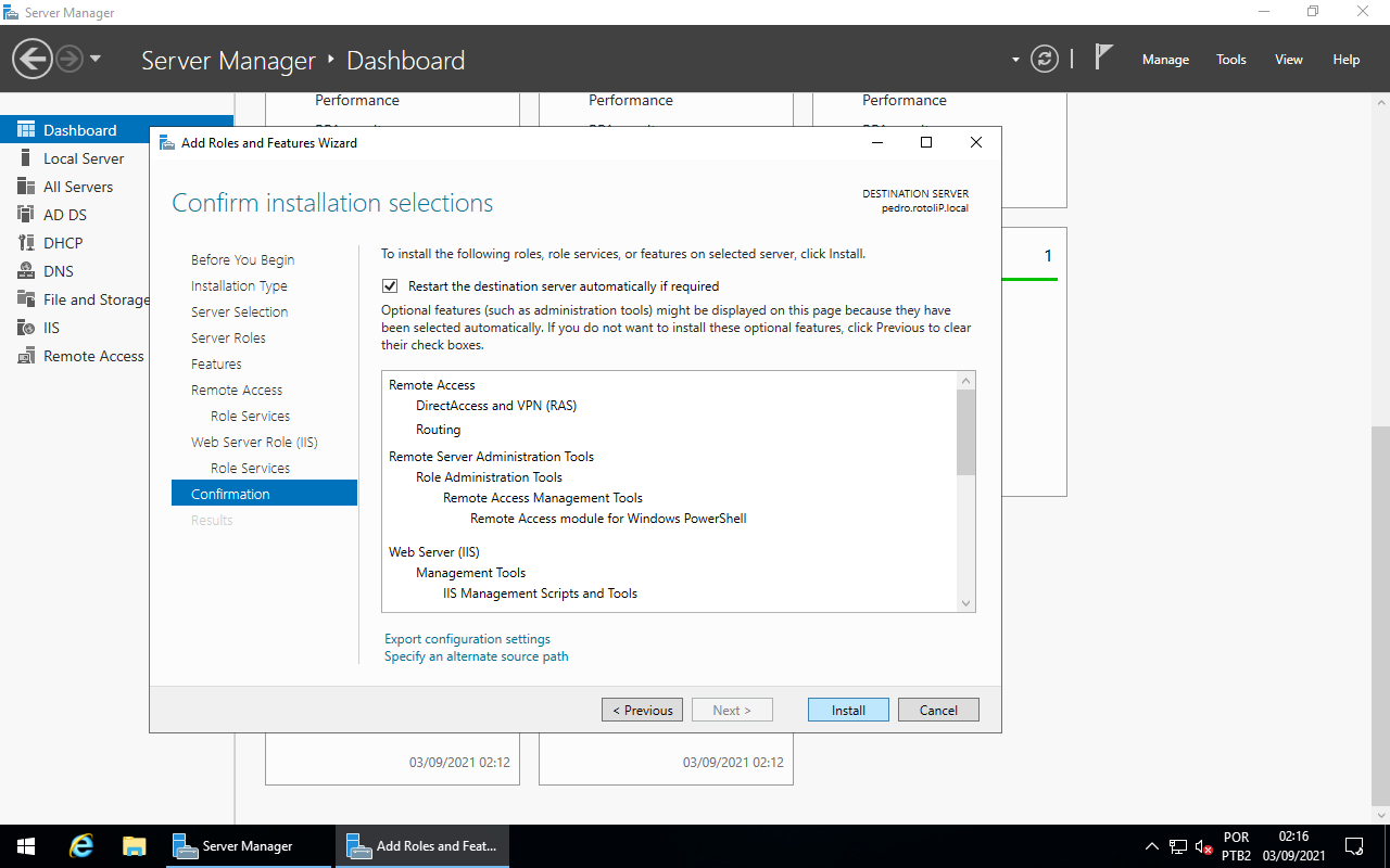 Confirmation and Install