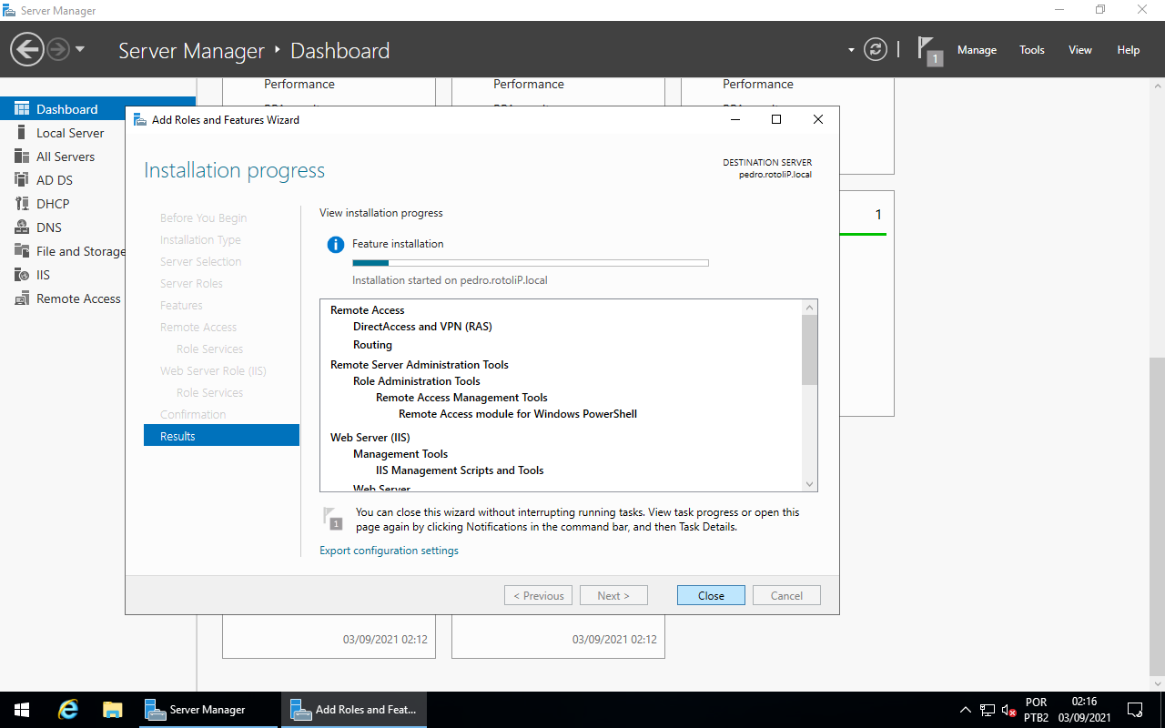 Installation progress