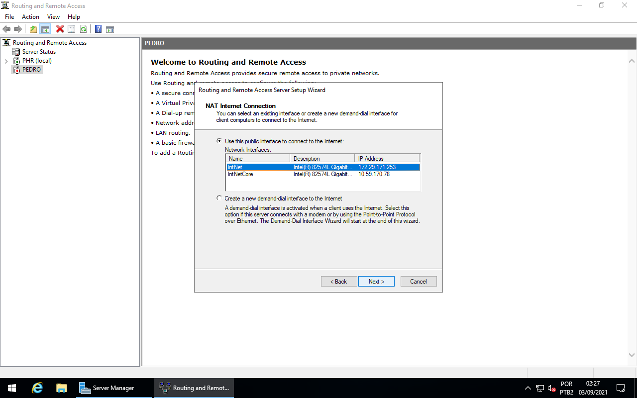 Routing - Interface connected to the Internet
