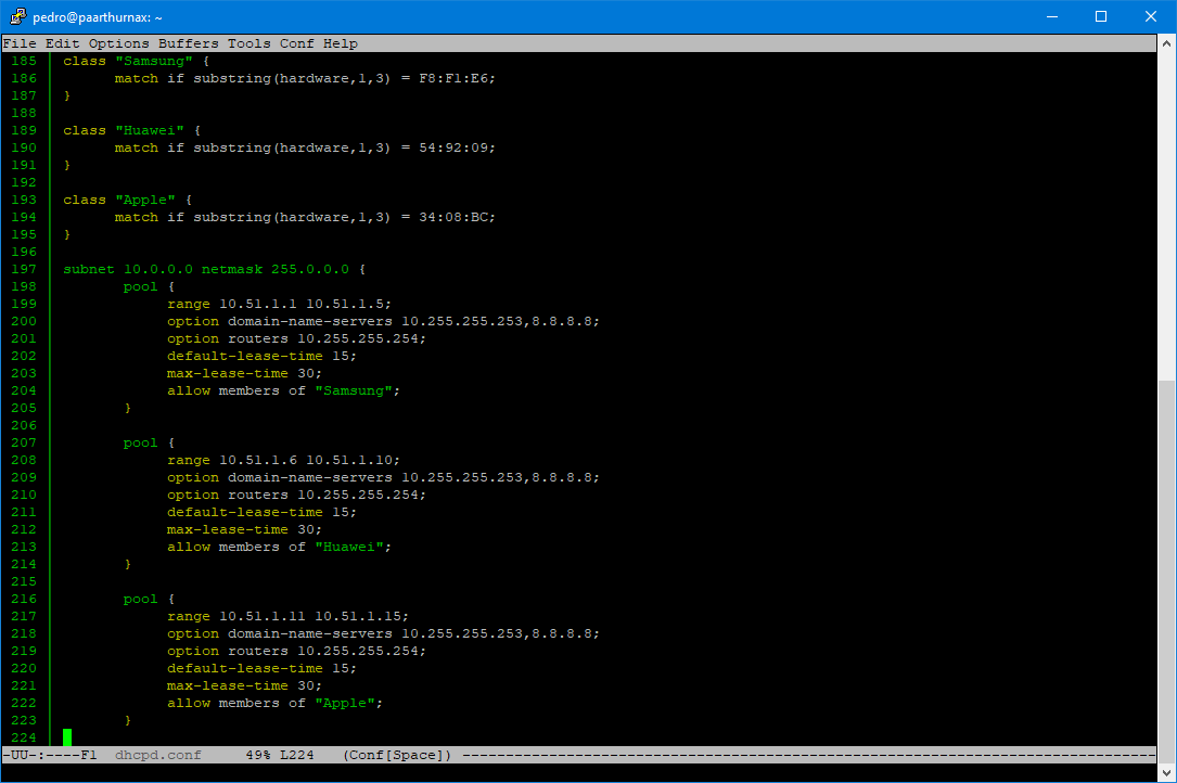 Smartphone DHCP Classes and Pools