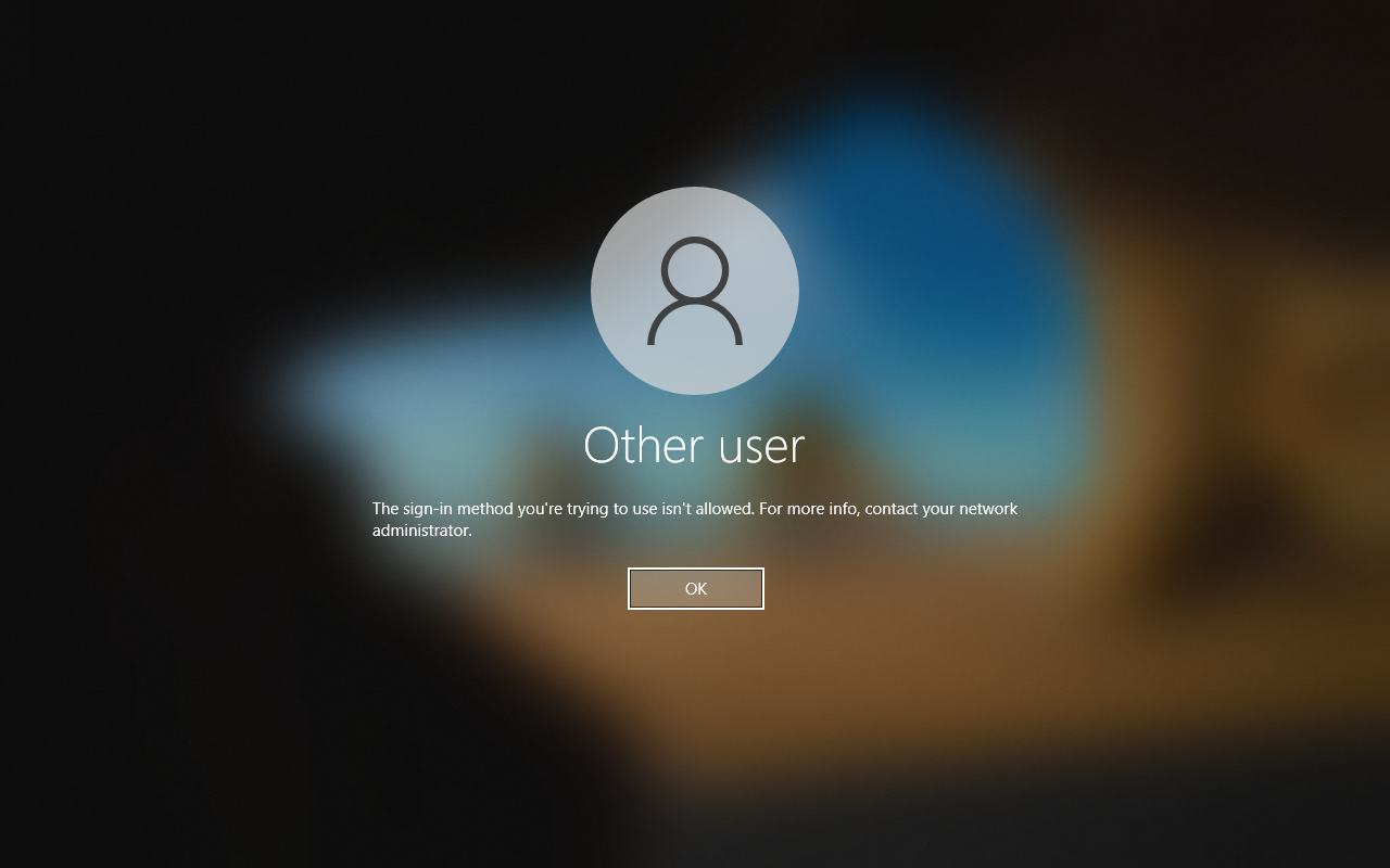 User unable to log on