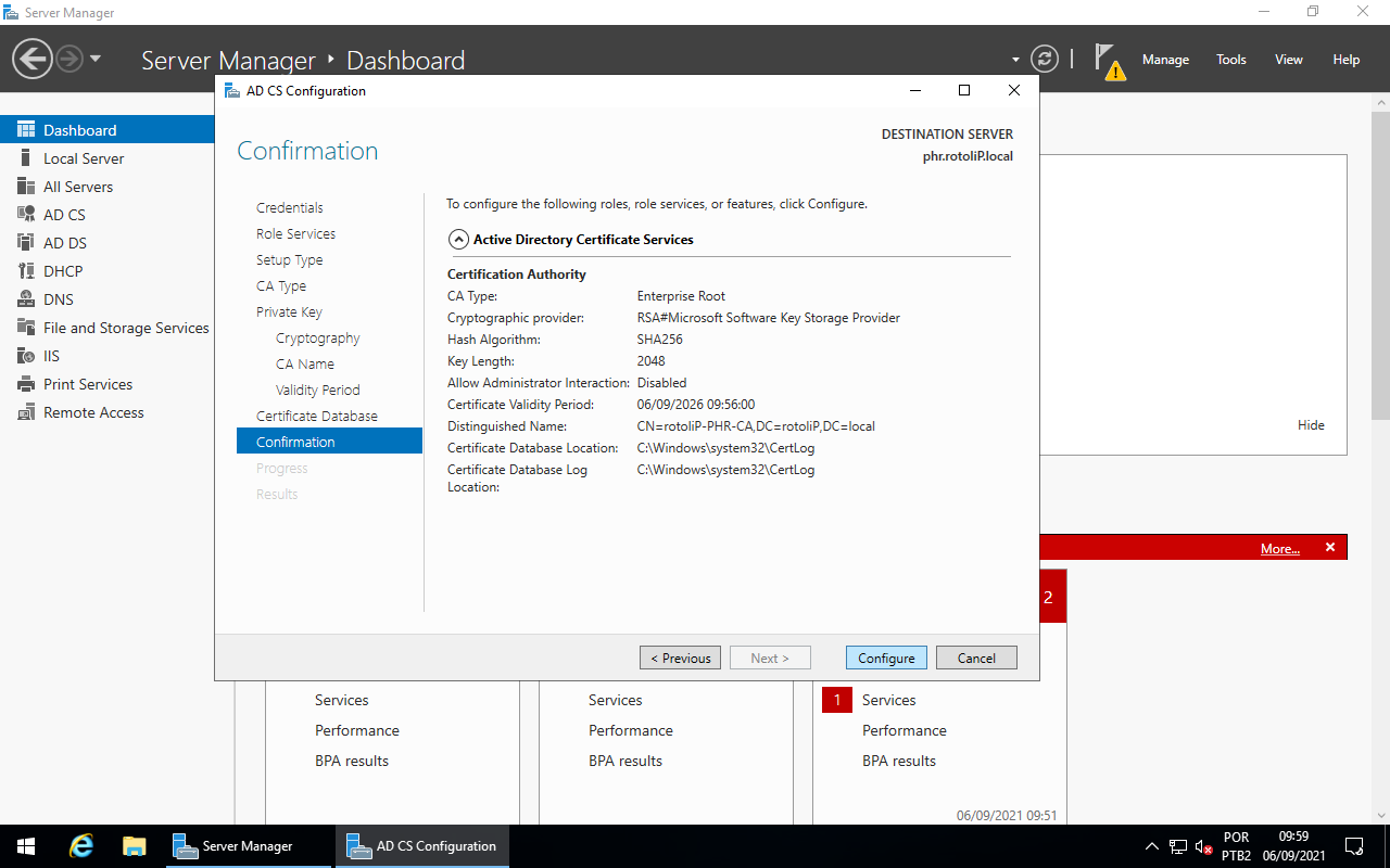 AD CS Configuration - Confirmation