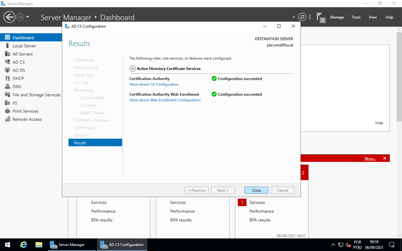 AD CS Configuration - Results