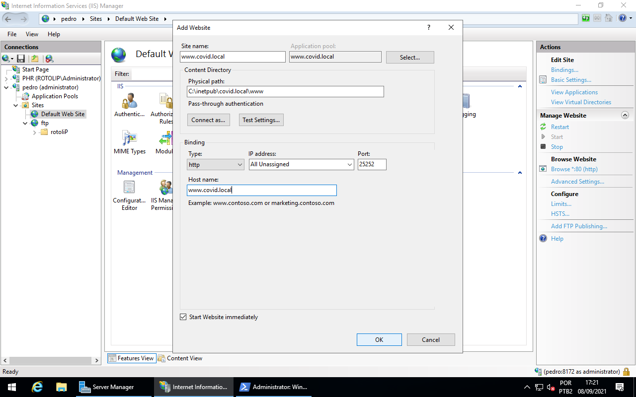Add Website configuration