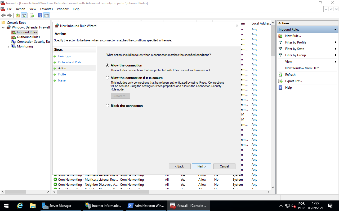 FIrewall - Allow the connection