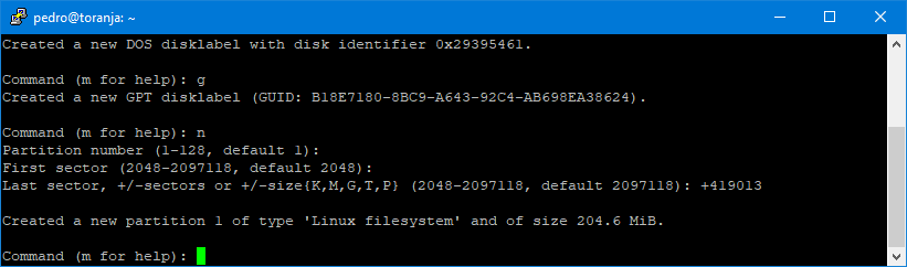 fdisk - new partition created