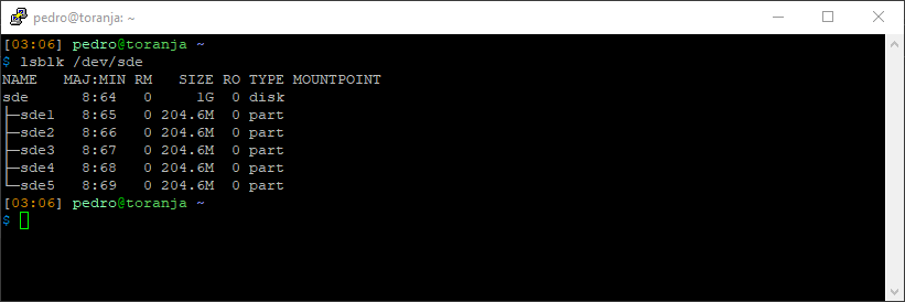 lsblk /dev/sde