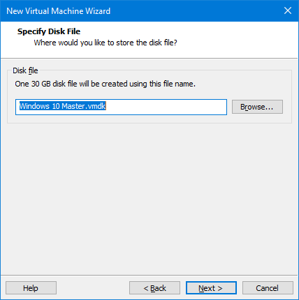 Nome e localização da imagem do disco