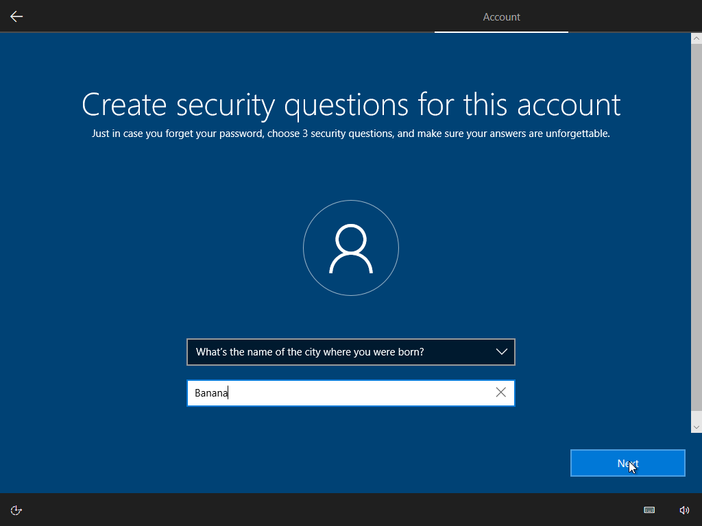 Pergunta de segurança
