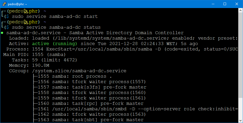 Iniciar serviço samba