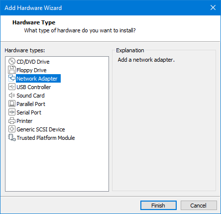 Adicionar adaptador de rede