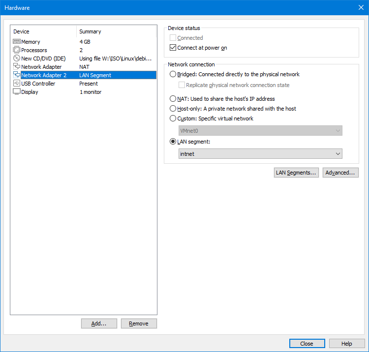 Escolher rede virtual
