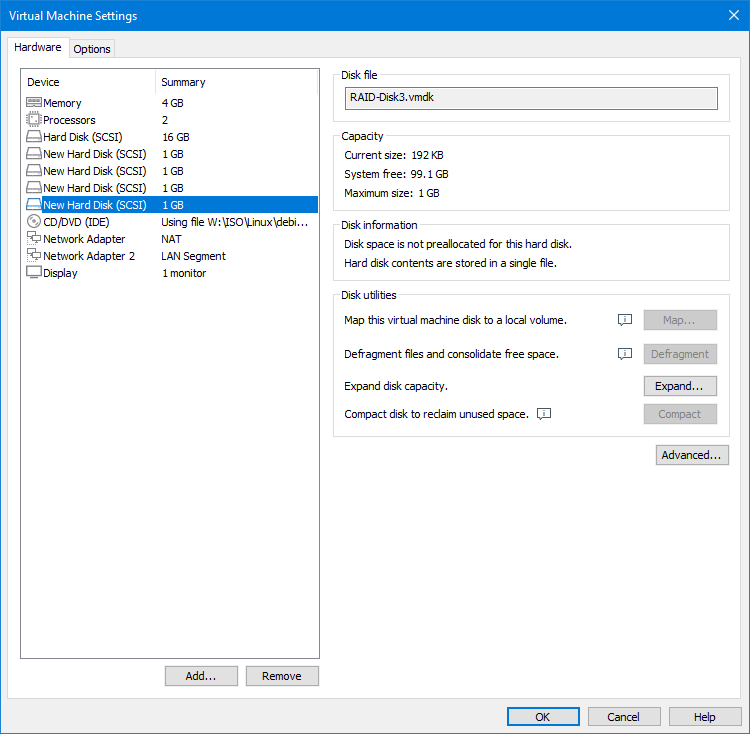 4 discos adicionados