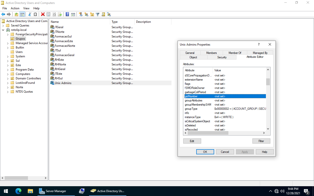 Attribute Editor - gidNumber
