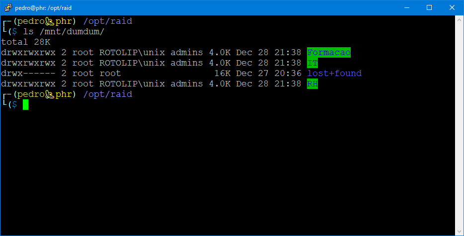 Permissões nas outras pastas